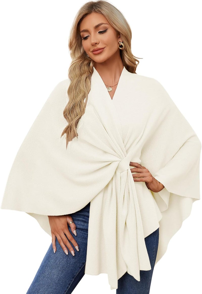 Puli Women's Elegant Shawl Wraps Soft Open Front Poncho Sweater for Spring Fall Winter - Image 1